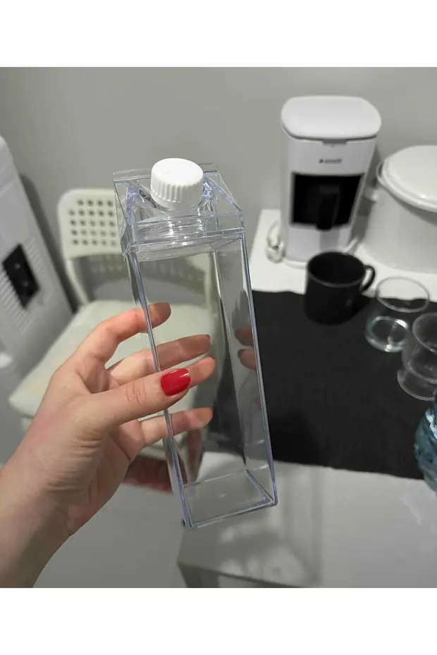 500ml Mika Süt Kutu Tasarımlı Su Kahve Içecek Şişesi | Cam Değildir | Kahve Ve Sunum Bardağı